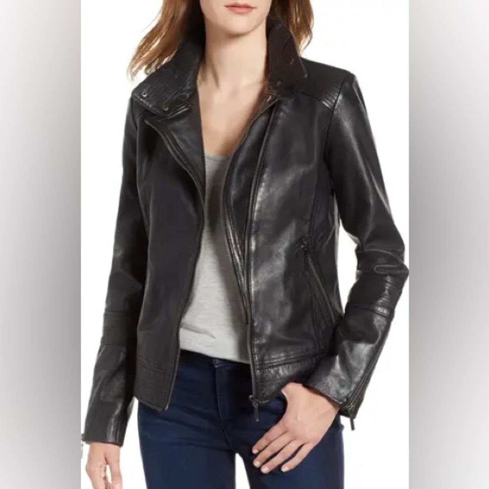 Bernardo Black Moto Leather Jacket